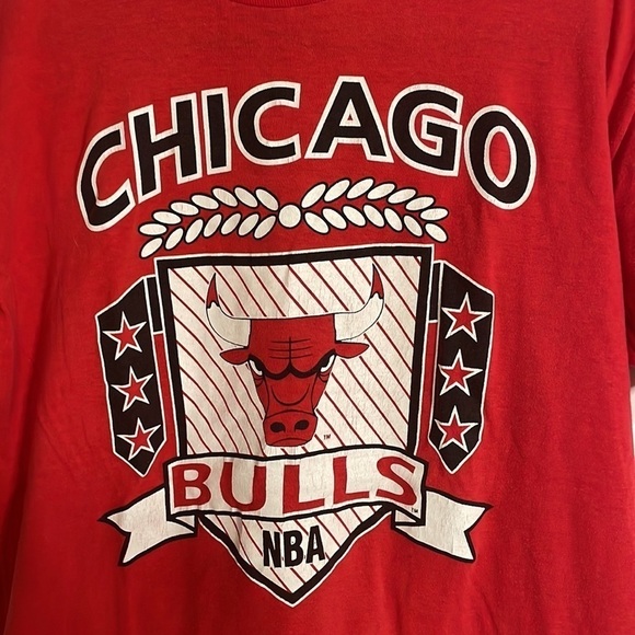 VTG Sportswear 90s Chicago Bulls Tee Single Stitch T-Shirt Med Red 80 Basketball - Picture 9 of 16